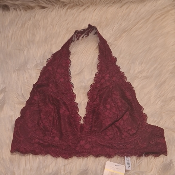 NWT Free People Galloon Lace Halter Wine - Picture 2 of 6